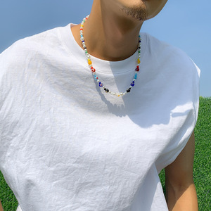 Collane di Perline Colorate in Vetro Smaltato all'Ingrosso, Catene alla Moda per la Clavicola da Ragazzo, Stile Trendy e Luminoso - Product Image 3