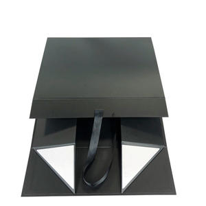 Lớn Sang Trọng Tùy Chỉnh Có Thể Gập Lại Từ Màu Đen Giấy Các Tông <span class=keywords><strong>Hamper</strong></span> Hộp Quà Tặng Với Ribbon - Product Image 5