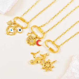 Collar con Colgante Desmontable de Moda Transfronteriza, con Botón a Presión, DIY, Incrustado con Diamantes, Estrella, Luna, Casual, Simple, con Colgante de Ojo - Product Image 2