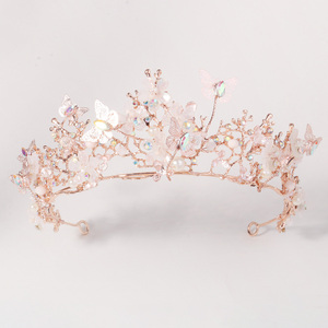 Diadèmes et Couronnes en Coquillage Doré Papillon et <span class=keywords><strong>Fleur</strong></span> d'Avocat, Bijoux de Cheveux Classiques Faits Main pour Mariage, Accessoires de Princesse Cosplay - Product Image 5