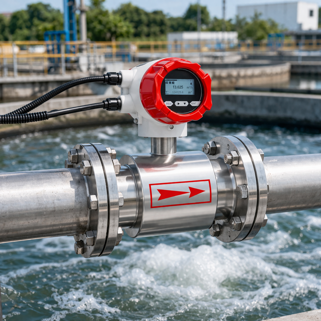 Smart Digital LCD Display 4-20mA RS485 Modbus RTU Output IP68 Electromagnetic Flow Meter for Industrial Process Water Control