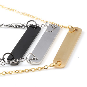 Collar con colgante rectangular de acero inoxidable, Color negro y dorado, regalo para mujer, joyería BZ1018 - Product Image 5