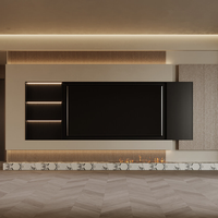 Lemari TV Custom Melamin Mewah Tanpa Cat dengan Penyimpanan untuk Desain Furnitur Ruang Tamu Apartemen Modern
