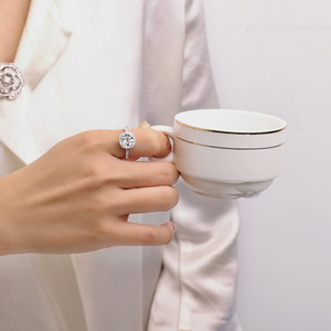 Bague pour femme en moissanite 2 carats, sertie pavé, bijoux de fiançailles - Product Image 3