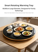 Plateau chauffant électrique rotatif rond 360°, 40-120°C, en verre trempé étanche, pour table, 60cm/80cm, vente en gros OEM