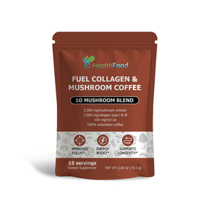 Café aux champignons et collagène le plus vendu, contient un mélange exclusif de champignons Fuel, renforce le système immunitaire, poudre de café - Product Image 1