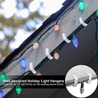 50 Piezas de Clips para Luces Navideñas, Ganchos para Colgar en Canaletas, Clips de Plástico Impermeables para Exteriores, para Decoración con Guirnaldas de Luces