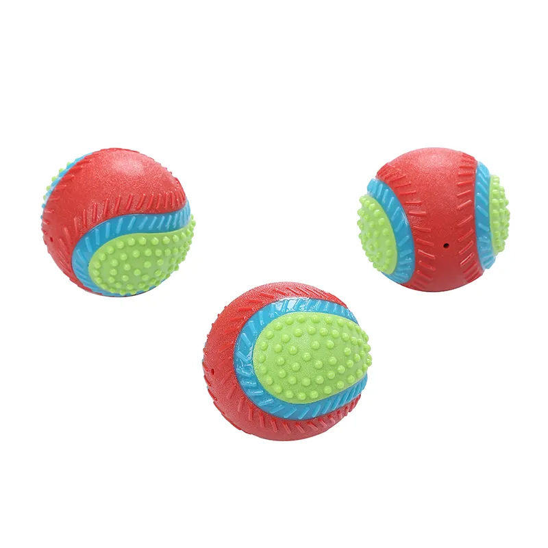 special design dog baseball elastic beef smell flavor pet molar chewing dog ball toy with squeaky sound