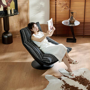 Sillón Individual de Lujo Reclinable y Giratorio con Estructura de Marco para Sala de Estar, Dormitorio, Balcón, Silla de Diseño - Product Image 2