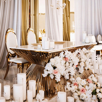 Table de mariage design populaire pour la décoration de scène, tables centrales en acier inoxydable pour les mariés