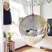 Fauteuil suspendu en rotin PE tressé, structure rustique antirouille pour villa, club de plage, terrasse, pelouse, jardin