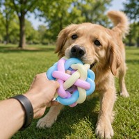Jouet pour chat et chien en caoutchouc, balle clochette couleur macaron, balle interactive pour animaux de compagnie, jeu à la maison