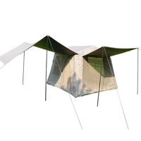 Tente gonflable quatre saisons Factory 6.5 avec auvent extensible, imperméable 3000 mm, respirante, en coton TC, pour camping, avec ouverture pour poêle