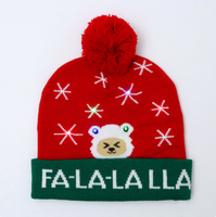 Cappello Natalizio in Maglia Acrilica con Luci LED, Cappello di Babbo Natale Luminoso per Adulti e Bambini