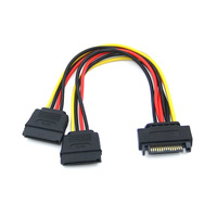 Cable de alimentación SATA doble 15P a 15P con blindaje de cobre y PVC para disco duro y unidad óptica, accesorios de puerto serie para computadora