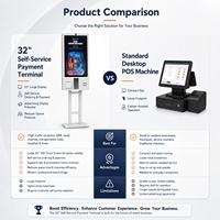 VISION POS Kios Pembayaran Layar Sentuh 32 Inci SDK Pembaca Barcode RK3576 Android 14 Casing Logam Berdiri untuk Layanan Mandiri