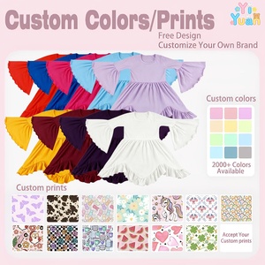 Vestidos de Fiesta Rojos OEM/ODM para Niñas de 10 Años, Manga <span class=keywords><strong>Media</strong></span> Campana, Dobladillo con Volantes Ondulados, Vestidos de Comunión, Colores <span class=keywords><strong>y</strong></span> Estampados Personalizados - Product Image 3