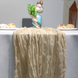 Maßgefertigte Polyester Plissierte Bohemian Geflochtene Tischdecke Hochzeitspartydekoration Käsestreifen-Tisch - Product Image 4