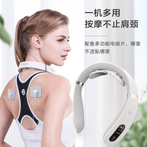 Masajeador de cuello inteligente Pango, masajeador inalámbrico con calor pulsante y guía por voz, dispositivo de terapia para hombros y cuello. - Product Image 1