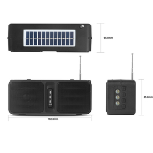 Ngoài trời không dây di động BT bass mini năng lượng mặt trời sạc loa hoạt động năng lượng mặt trời dây đeo Loa FM Đài phát thanh với đèn pin Torch - Product Image 3