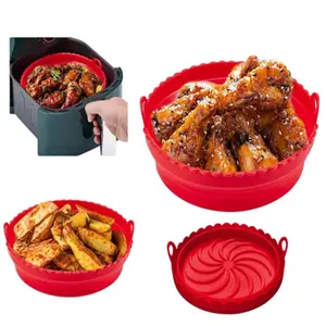 New 2024 Grade Foldable Pot Silicone Liners Food 10 Litres Air Fryer Silicon Liner Round Shape Reusable Air Fryer Pot Foldable