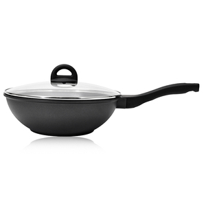 PTFE negro 2 capas revestimiento antiadherente <span class=keywords><strong>Wok</strong></span> Die Cast aluminio utensilios de cocina, interior al aire libre RV <span class=keywords><strong>Camping</strong></span> uso, Gas y seguridad de inducción - Product Image 2