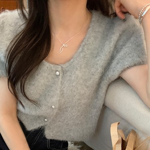Collier en argent pur S925, version coréenne, perles géométriques, polyvalent, haut de gamme, avec tube en argent massif et design de niche - Product Image 5