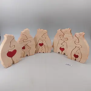Ours en bois Offre Spéciale nom de famille Puzzle Animal famille jouet en bois pour cadeau