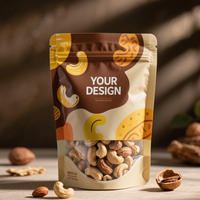 Op maat bedrukte staande pouches met venster, matte afwerking, food grade, hersluitbaar met ziplock sluiting, voor snacks, snoep, noten verpakkingen, Doypack zakken
