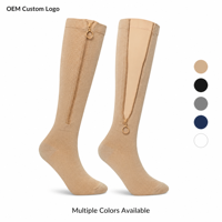 Chaussettes de compression à fermeture éclair pour hommes, respirantes, tricotées, longueur genou, pour le sport, vente en gros, conception personnalisée, marque privée OEM