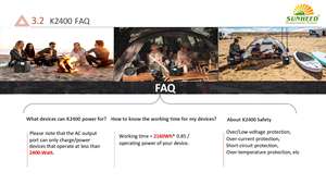 Station Portable LiFePO4 K2400 2160Wh 2400W Onduleur à Onde Sinusoïdale Pure Générateur <span class=keywords><strong>Solaire</strong></span> MPPT 600W Charge Rapide PD100W pour <span class=keywords><strong>Camping</strong></span>-<span class=keywords><strong>car</strong></span> - Product Image 4