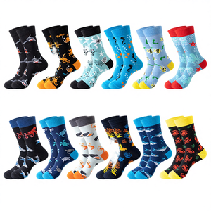 Calcetines de algodón transpirables de media caña para hombre, estilo casual, con logo divertido en el puño y letras, tendencia deportiva de otoño-invierno, venta al por mayor ODM, diseño vida marina. - Product Image 4