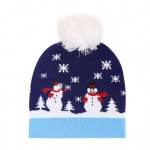 Bonnets Slouch Brodés Personnalisés, Bonnets de Noël Tendance à Pompon Imprimé, Bonnets Adultes en Polyester Acrylique - Product Image 2