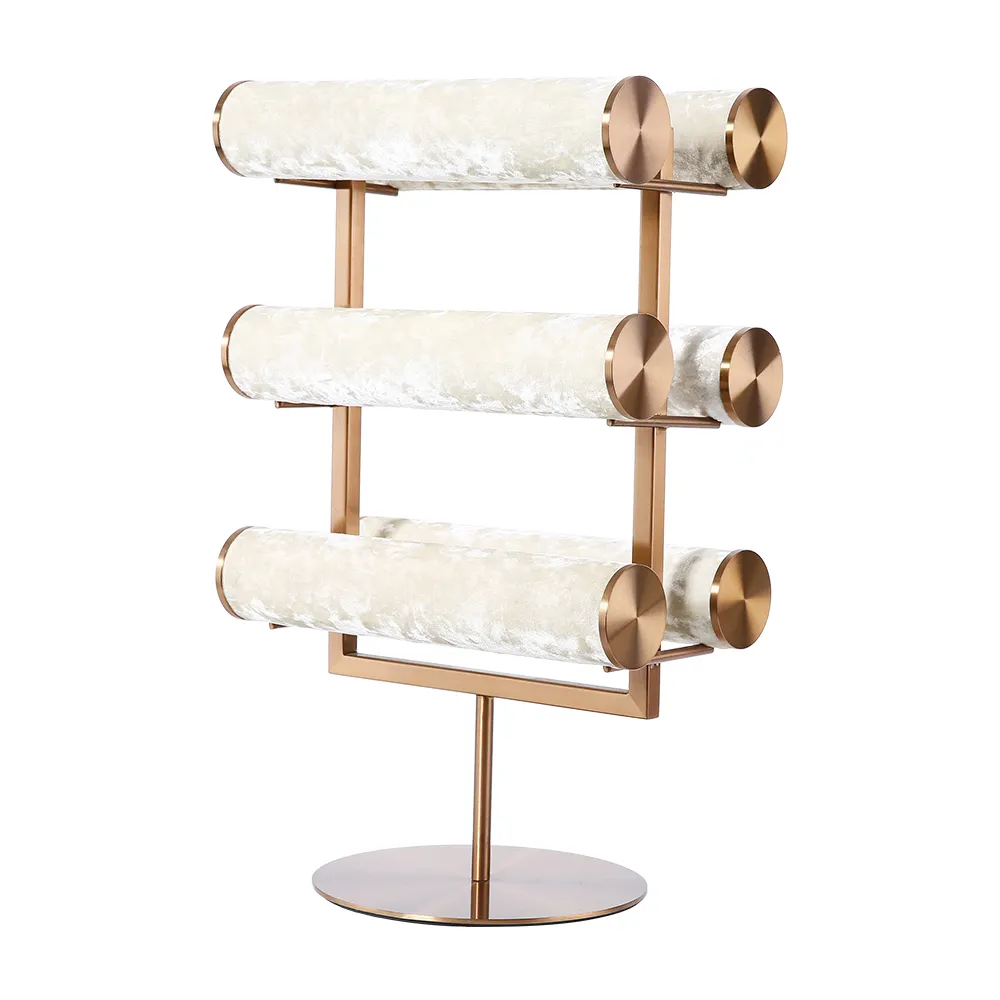RuiChen 3 Tiers Velvet Jewellery Display Stands for Shops Full Assemble Bracelet Watch Jewelry Bangle Stand