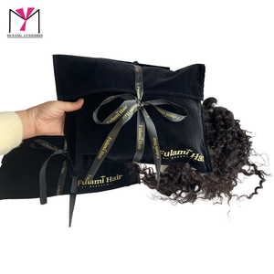 Bolsa de regalo de terciopelo para el cabello Fulami con logotipo personalizado y embalaje con cinta - Product Image 4