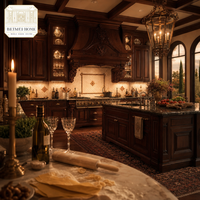 Meubles de cuisine sur mesure en bois massif pour toute la maison, style traditionnel cerisier et noyer, hotte personnalisée avec façade en verre, fabrication OEM