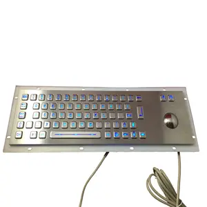 Factory Direct New Kiosk Metal Keyboard Touchpad steel with backlit panel with trackball mouse