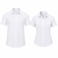 Chemises d'affaires unisexes personnalisées OEM, résistantes aux plis, respirantes, à manches courtes, 60% coton, 40% polyester, uniforme d'entreprise