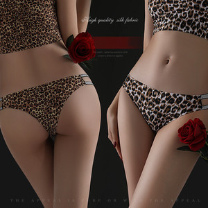กางเกงชั้นในจีสตริงผู้หญิงแบบ T-Back ลายเสือดาว ผ้าไหมน้ำแข็ง เซ็กซี่ - Product Image 2