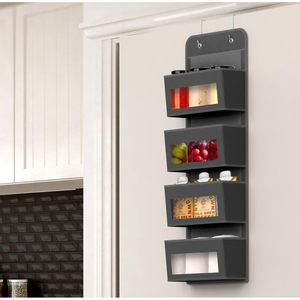 Organisateur de rangement à suspendre sur la porte à 4 poches, gris foncé, pour produits pour bébés - Product Image 5
