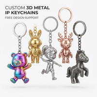 Porte-clés en métal personnalisé en forme de figurine 3D, personnage de dessin animé, porte-clés professionnel en alliage de zinc, artisanat 3D personnalisé, design gratuit