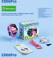 Montre connectée pour enfants C006pro GPS+LBS+AGPS+WiFi 4G avec caméra, suivi GPS et bouton d'urgence pour enfants avec carte SIM