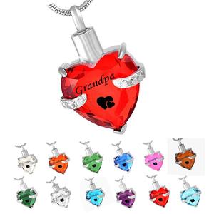 Abuelo Vidrio Cremación Joyas Siempre en mi corazón Piedra de nacimiento Colgante Cenizas Titular Recuerdo - Product Image 1