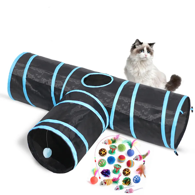Interactive cat tunnel toy Collapsible Hideaway Funny Tunnel for Small Kitten Interactive Pet Cat Tunnel