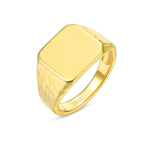 A granel en blanco grabado 925 chapado en oro único logotipo personalizado nombre anillos sello anillo de los hombres - Product Image 1