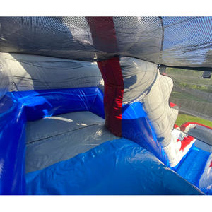 סין מסחרי ילדים בחצר האחורית של פארק מים מסלול יחיד כחול אדום מגלשות מים מתנפחים שקופיות עם בריכת שחייה למכירה - Product Image 4