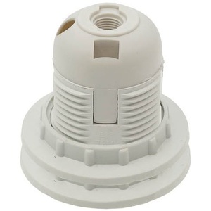 White Plastic <b>E27</b> <b>Lamp</b> <b>Holder</b> With 2 Vito Rings - Product Image 1