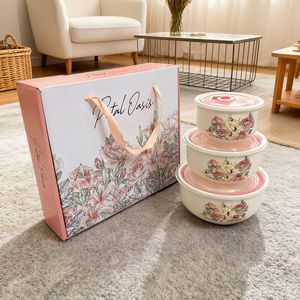 IStapromo Gifts Three-Piece Ceramic Food Storage Bowl <b>Set</b>, Sealed Bowls, Gift Bowl Gift Box <b>Set</b> - Product Image 5