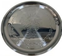Assiette Ronde Épaisse de 28-70 cm pour Hôtels, Dorée/Argentée, Plate, pour Servir Raisins et Légumes – Vente en Gros