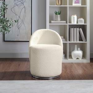 Silla de tocador giratoria DEKO con textura de tela bouclé y estructura de madera para accesorios de <span class=keywords><strong>cocina</strong></span> y muebles para el hogar - Product Image 4